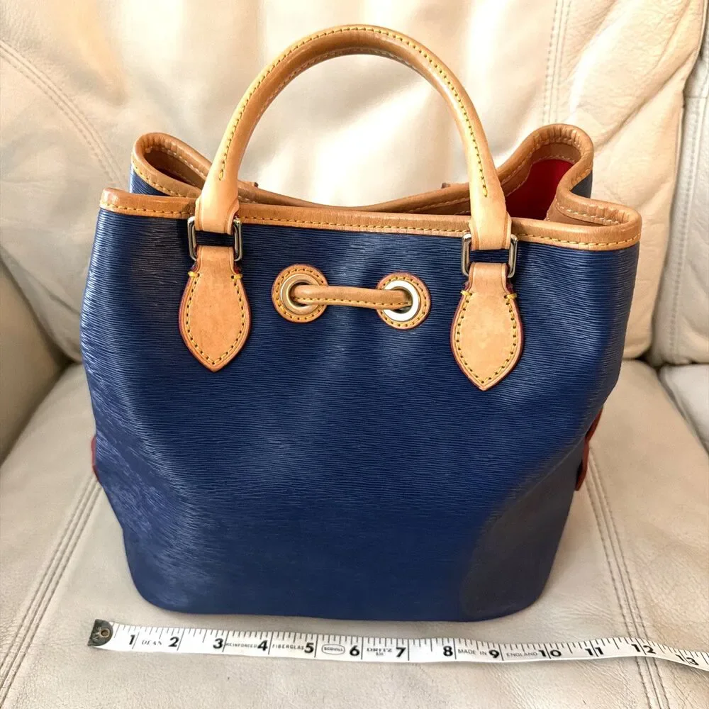 Dooney & Bourke Bucket Satchel Bag Coated Canvas Leather Blue